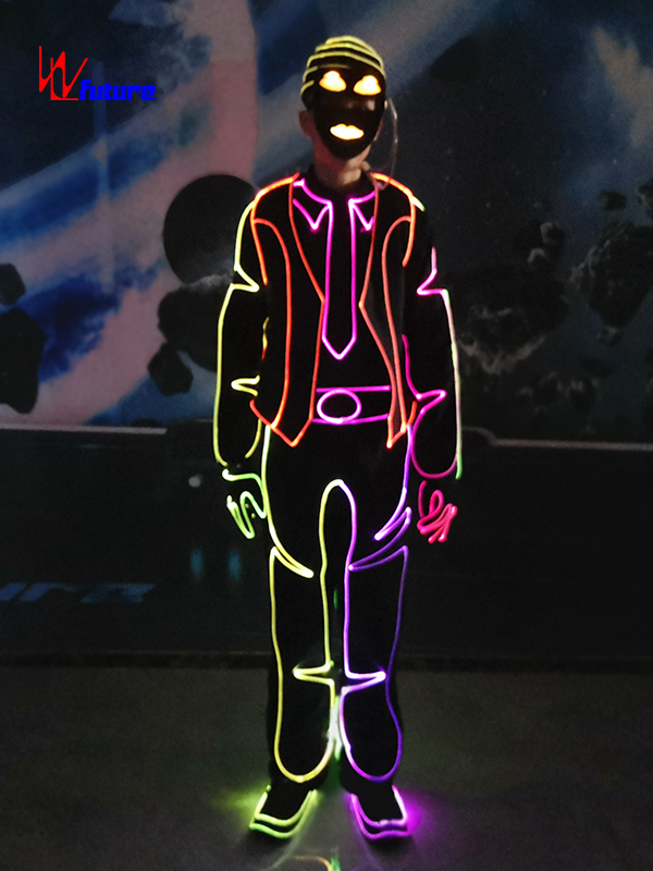 未来创意LED光纤发光表演服带面具 电子舞演出服 WL-0264