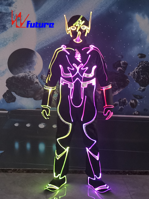 创意科技万圣节LED光纤发光表演服面具电子舞演出服 WL-0267
