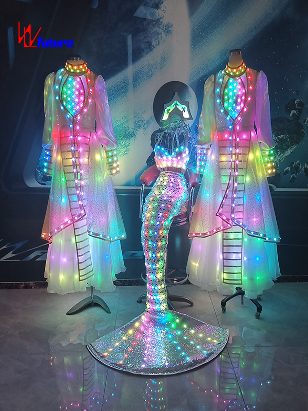 创意时尚定制LED发光美人鱼长裙夜光巡游发光表演服 WL-0189